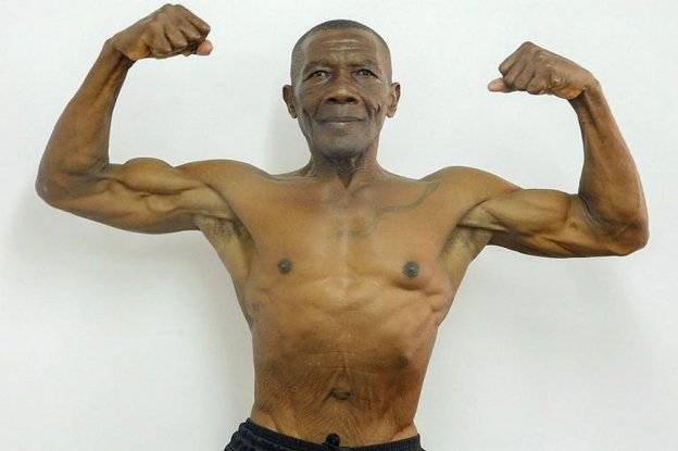 Septuagenarian Urias McHutchinson tells young men they can look like him without steroids. PHOTO